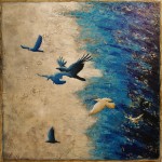 Bleu ciel - Techniques mixtes sur toile - 61 x 61 cm - Vendu